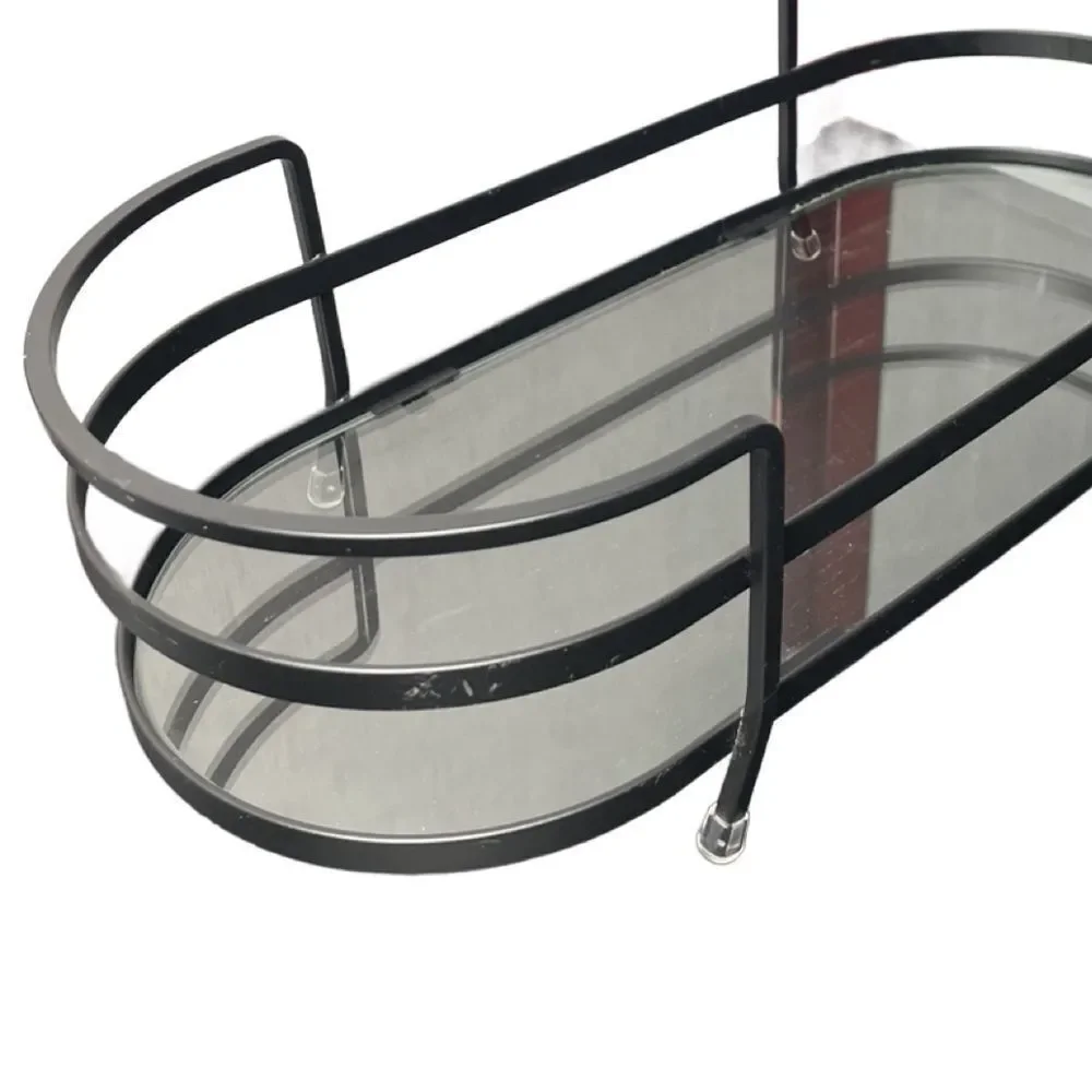 Black Metal Vanity Organizer with Glass Shelf